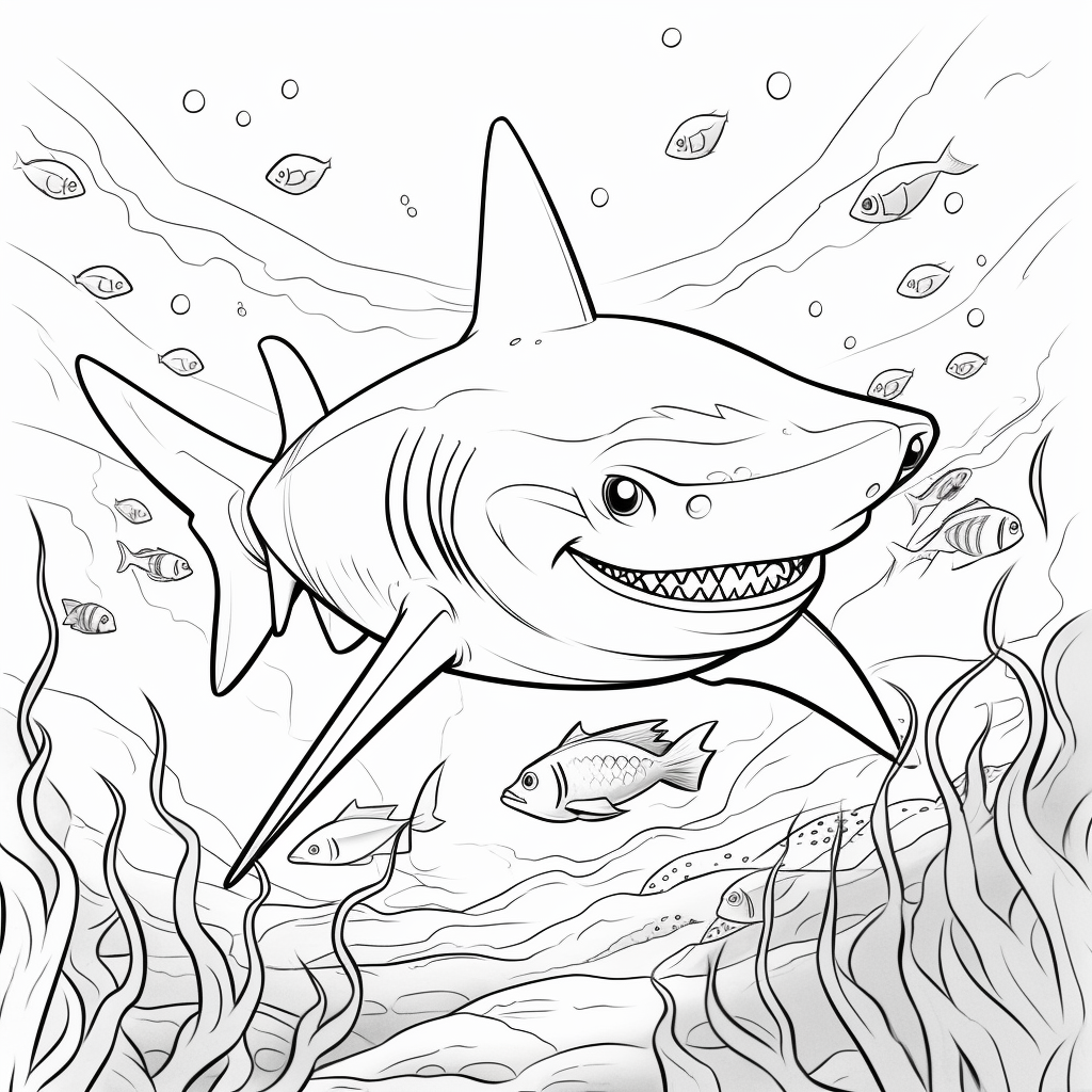free printable colouring shark coloring page