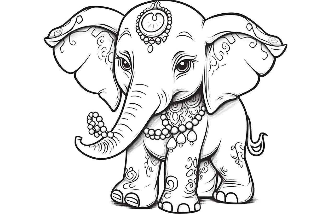 free printable cute baby elephant coloring pages