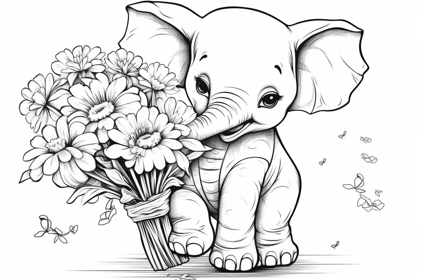 free printable cute elephant coloring pages