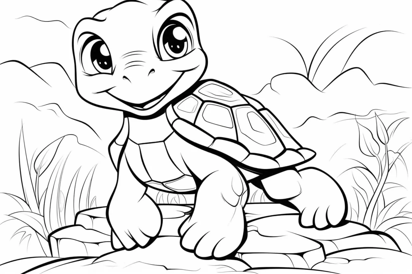 free printable cute turtle coloring pages