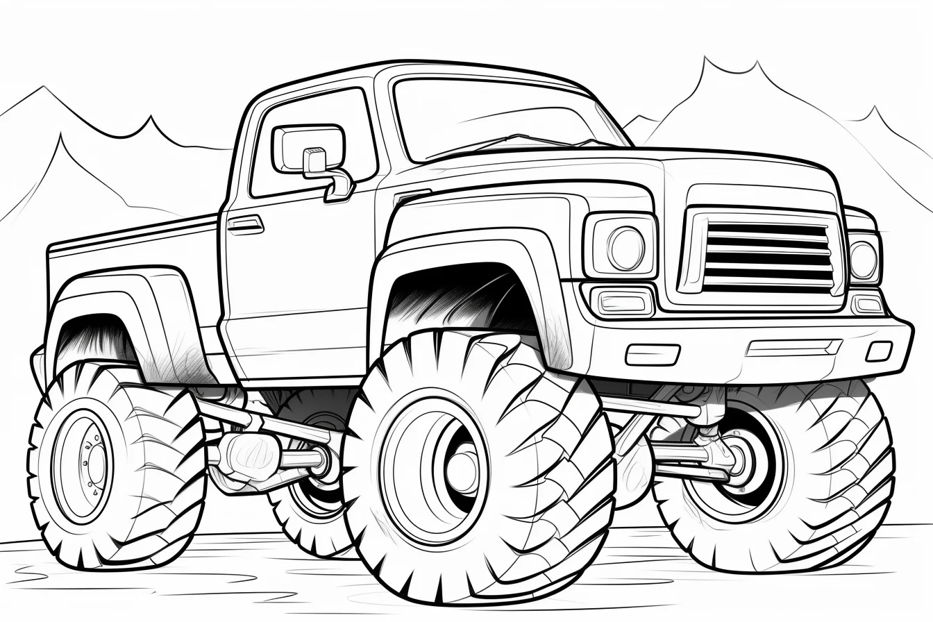 free printable monster truck coloring page for kids