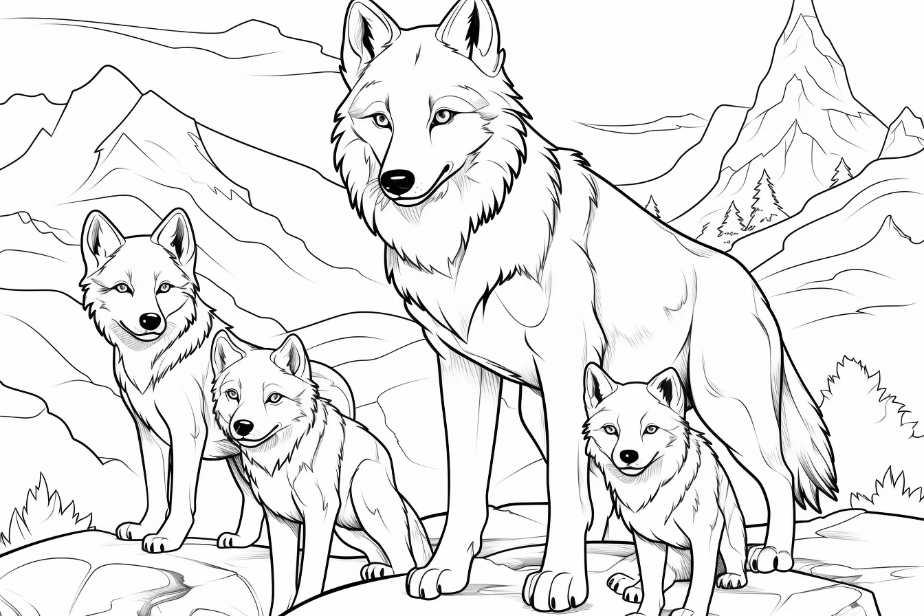 free wolf family coloring pages for kids