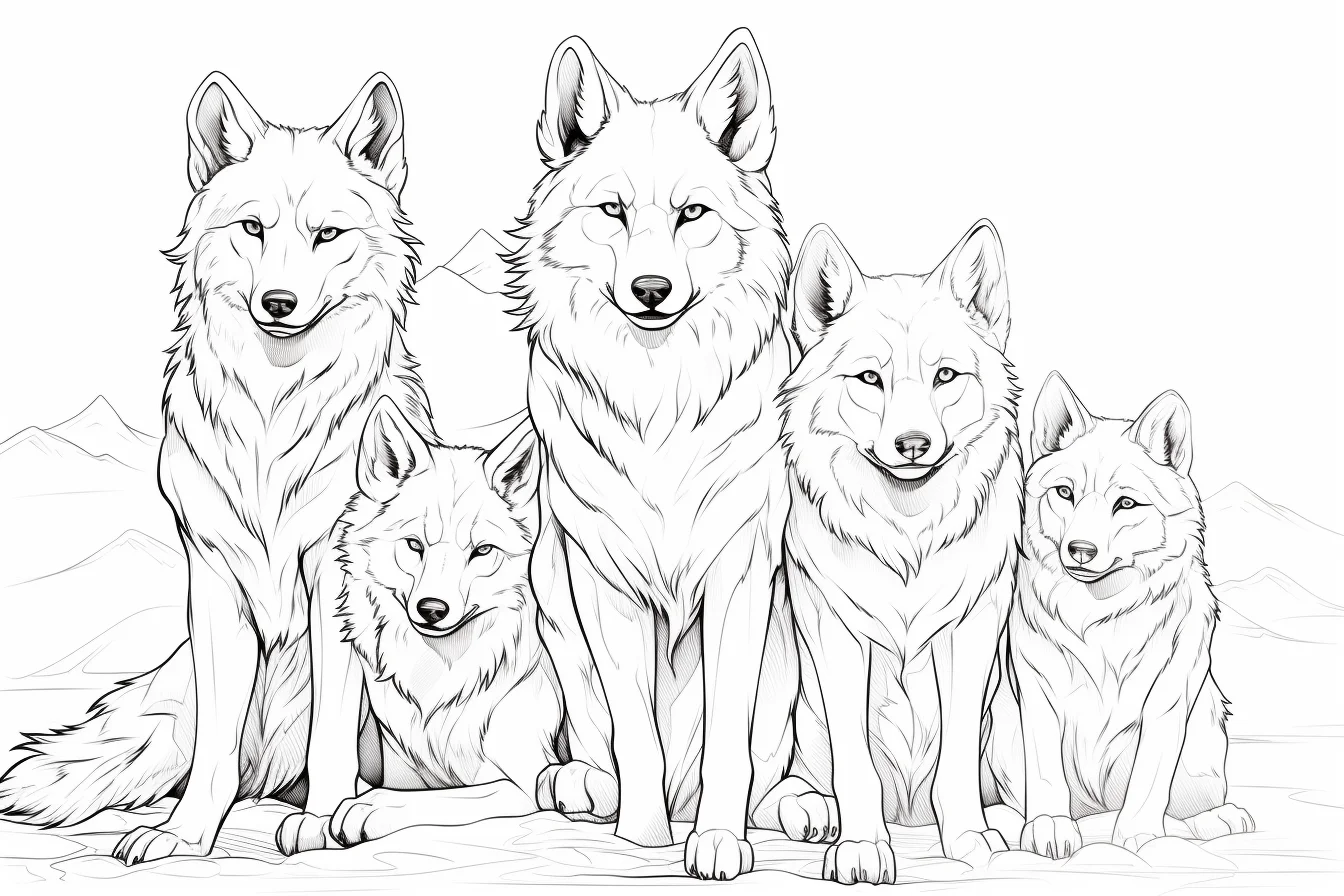 free wolf family coloring pages