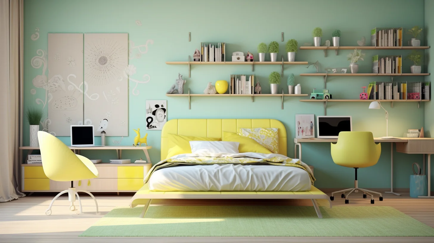 green yellow modern teenage bedroom ideas