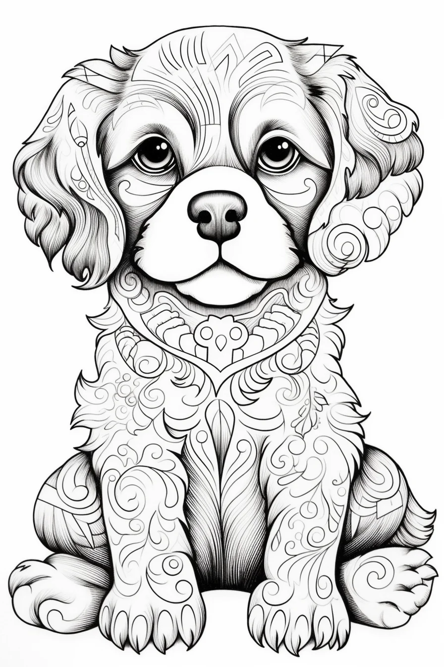 hard puppy dog coloring pages for adults