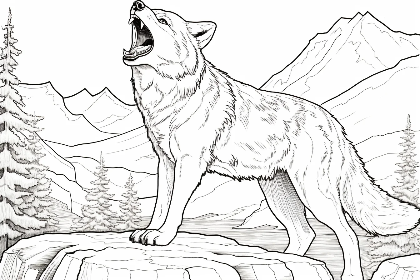 howling wolf coloring pages for adults