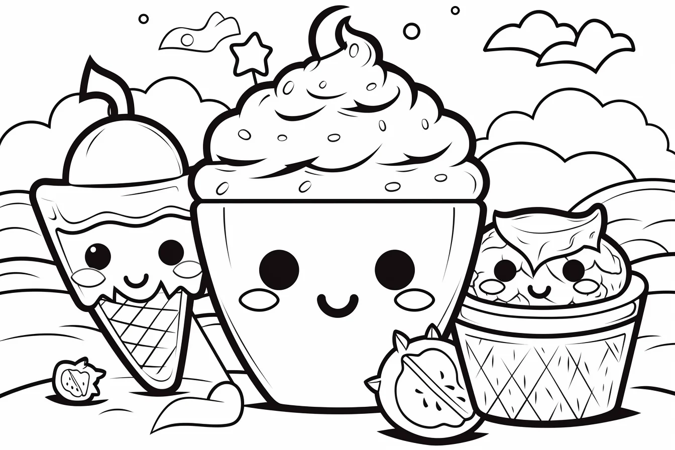 ice cream cute summer coloring pages