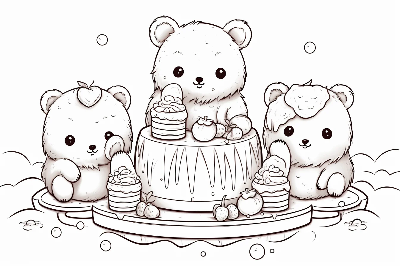 kawaii bear coloring pages