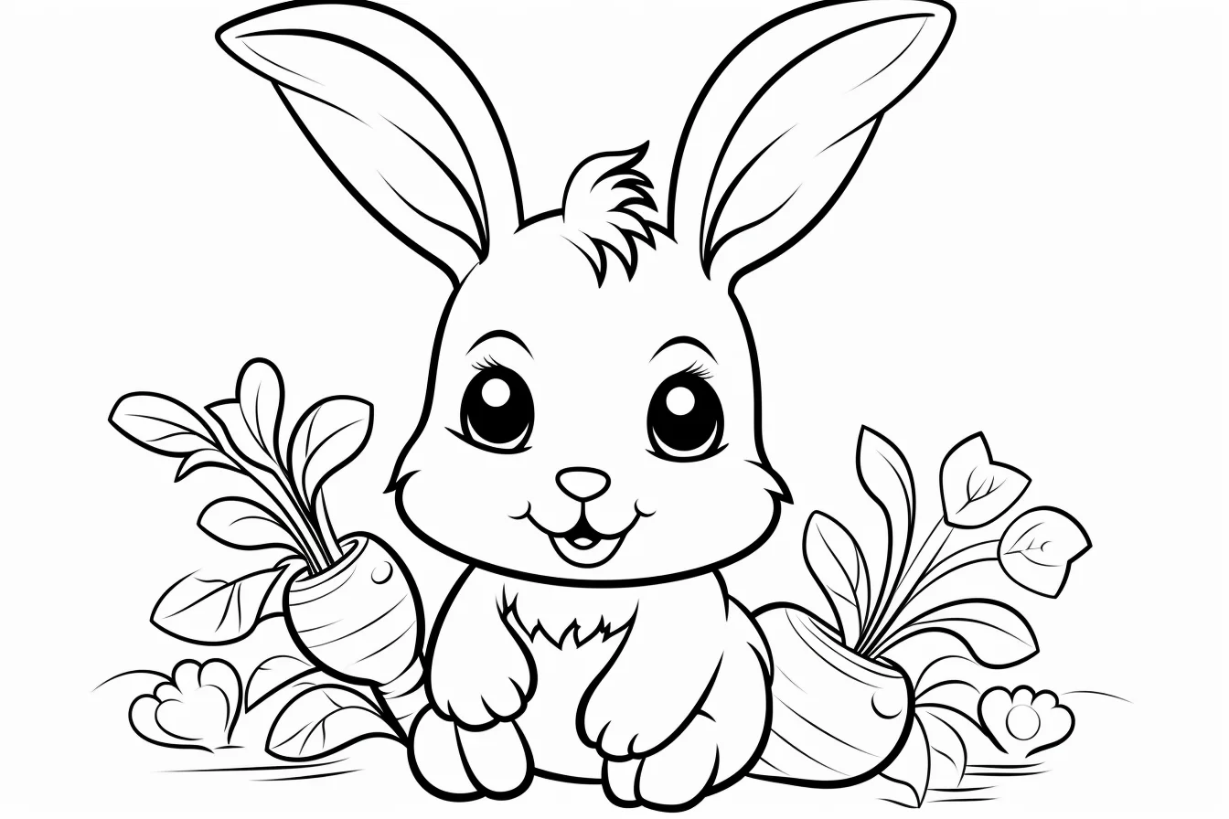 kawaii bunny coloring pages for kids