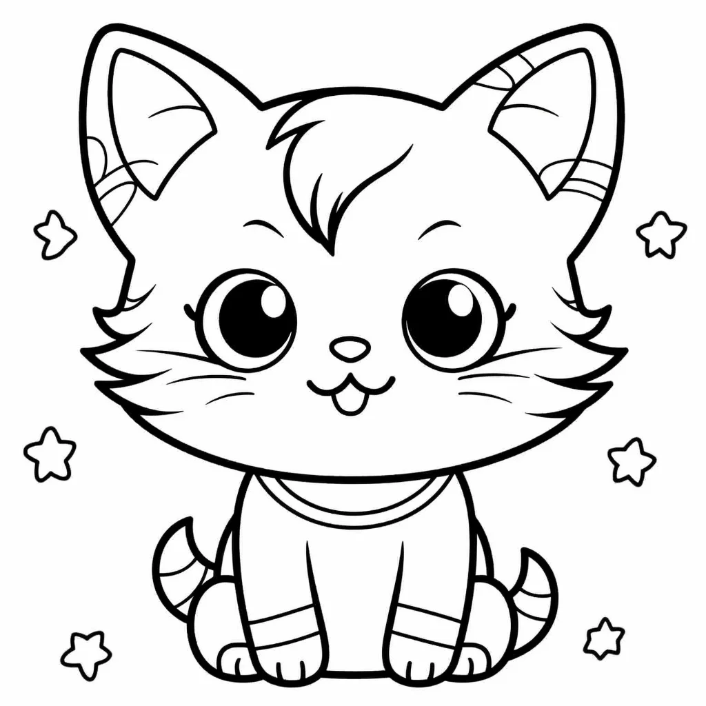 kawaii cat coloring pages cute