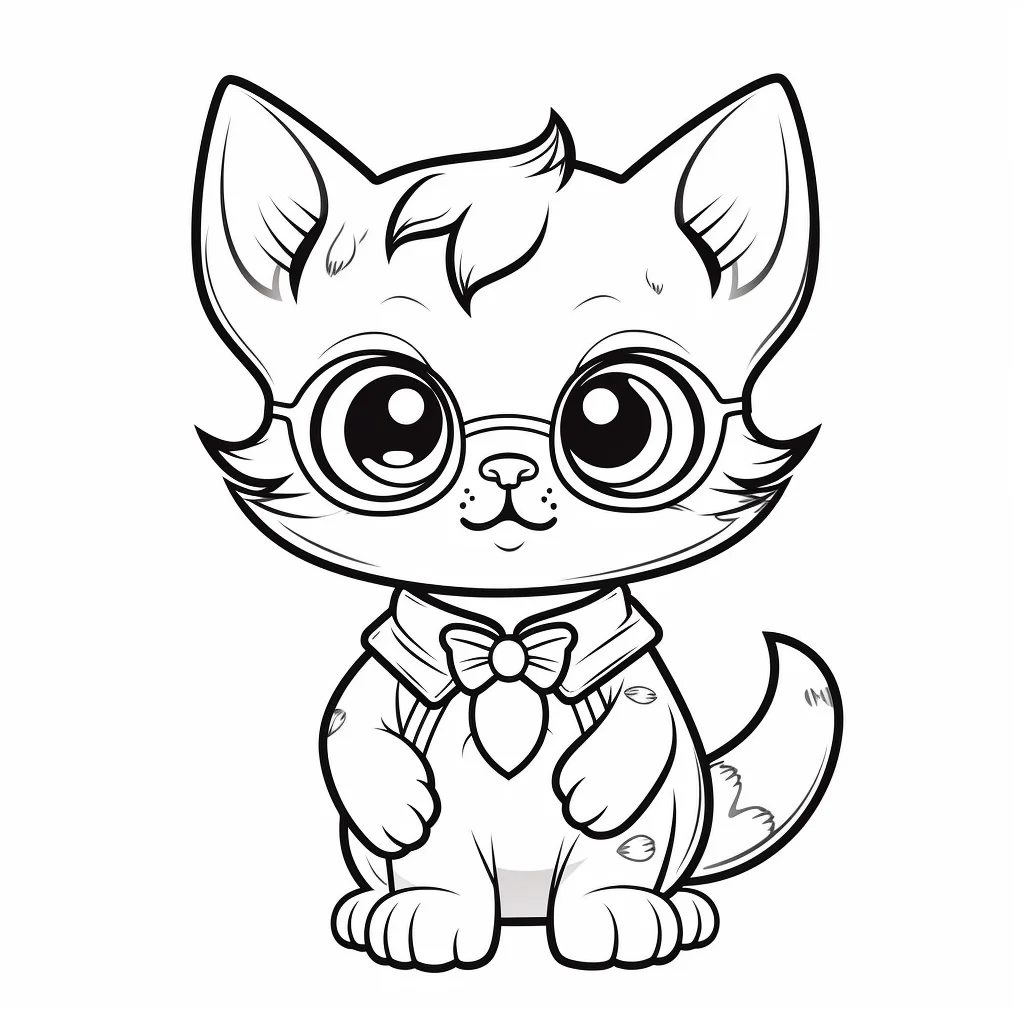 kawaii cat coloring pages easy