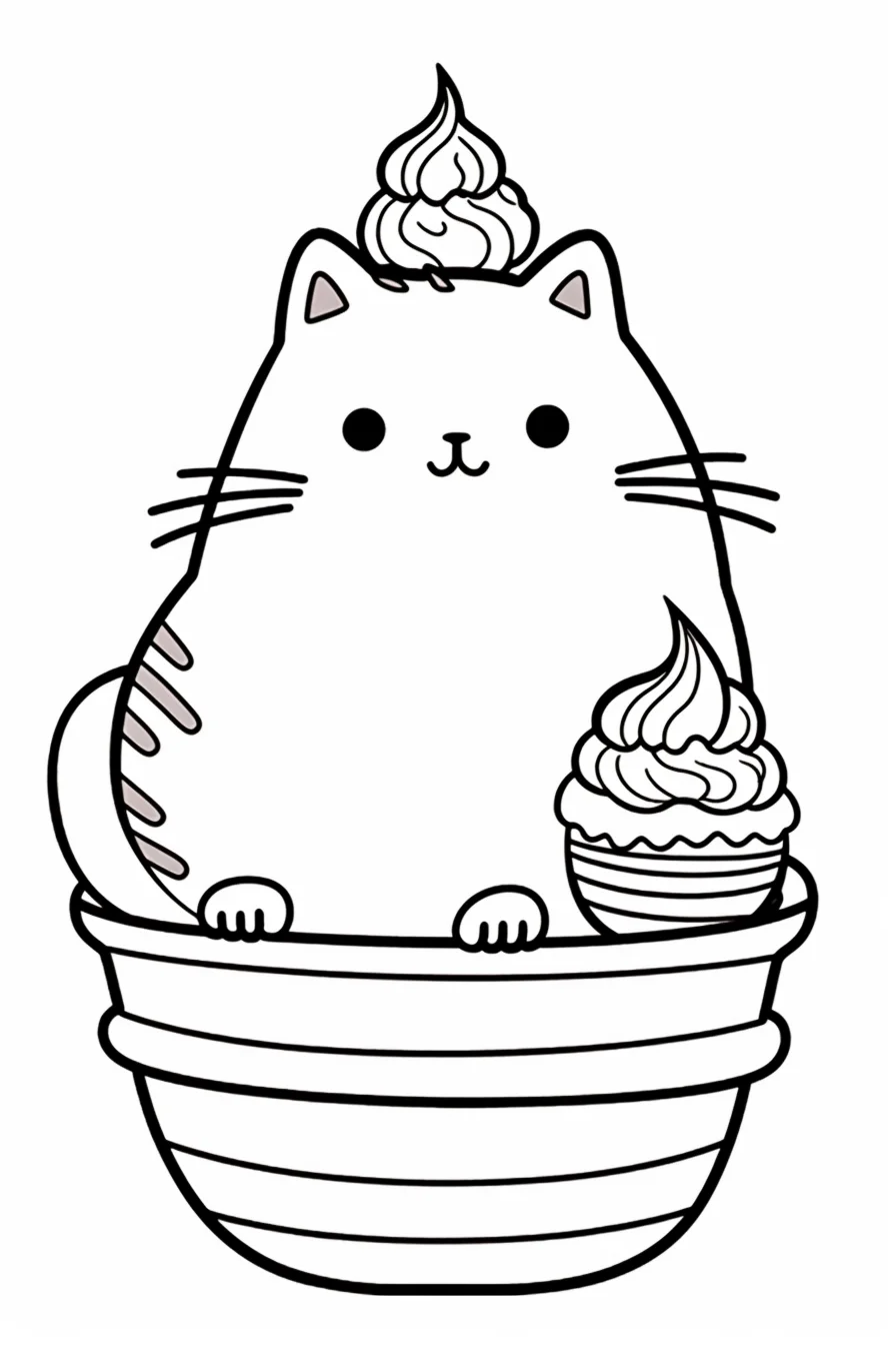 kawaii cat coloring pages