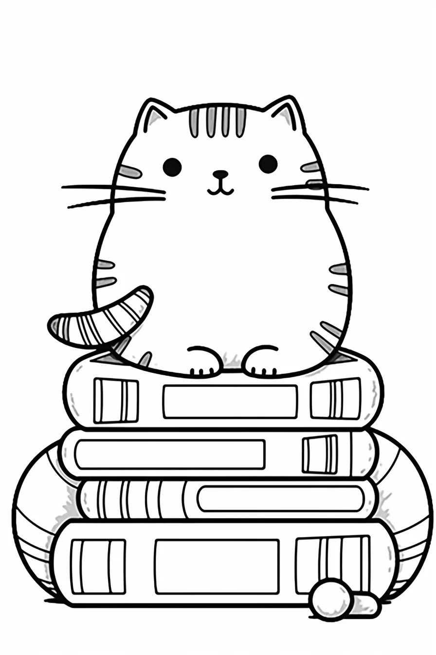 kawaii-cute cat coloring pages