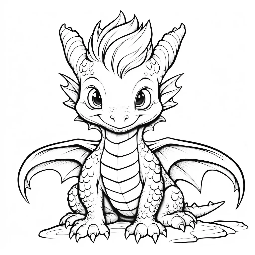 kawaii cute dragon coloring pages to print