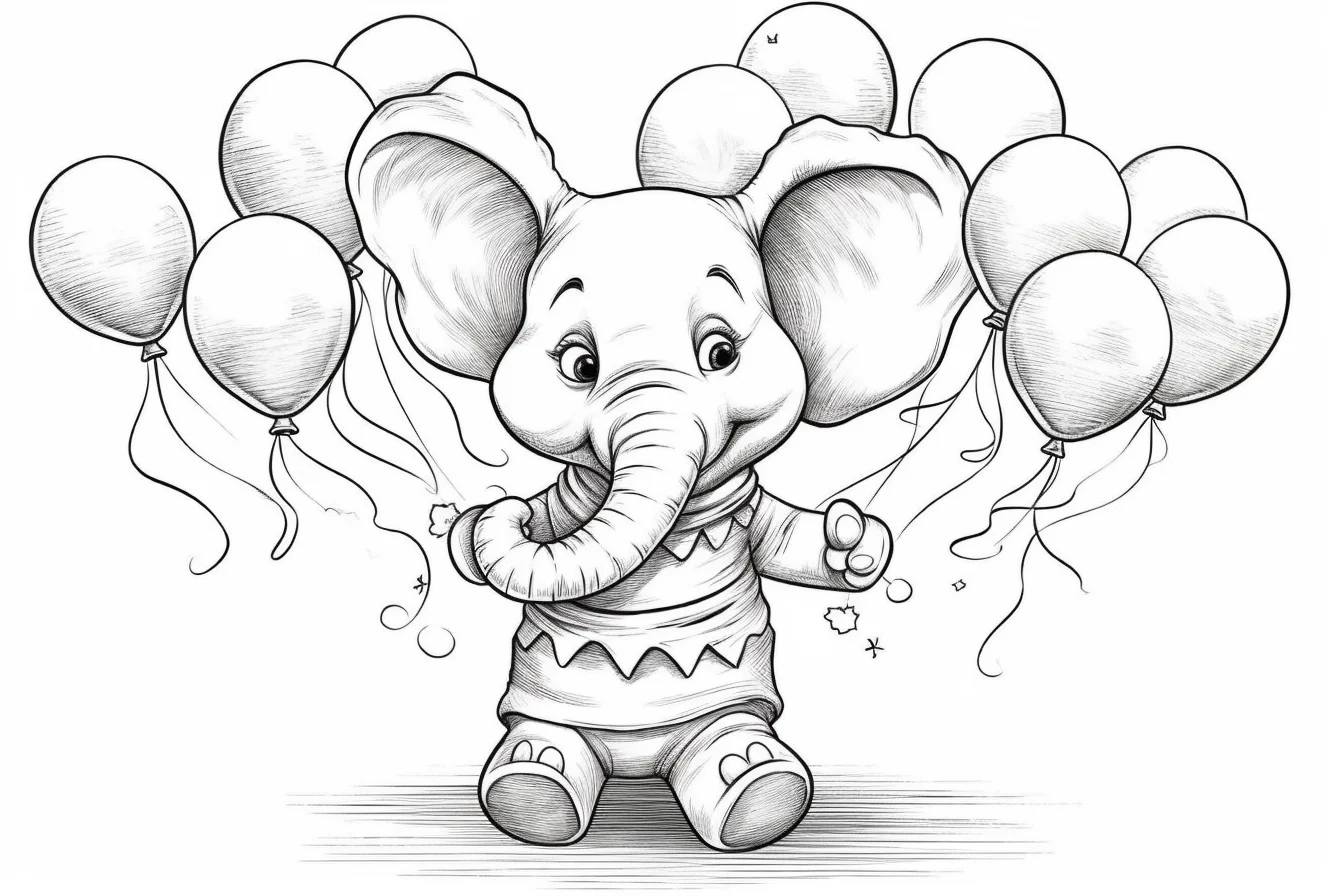 kawaii cute elephant coloring pages