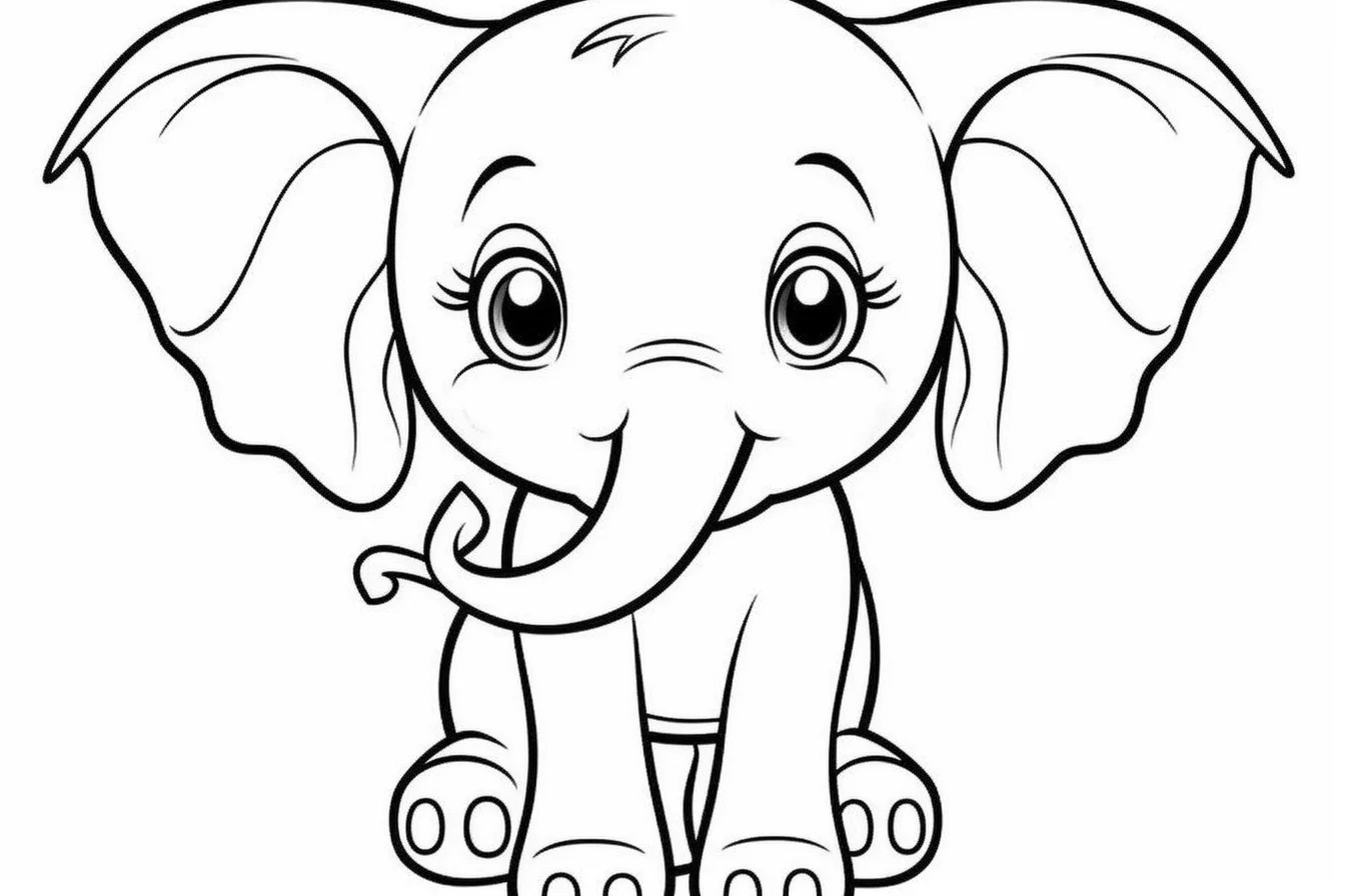 kawaii elephant coloring pages for kids