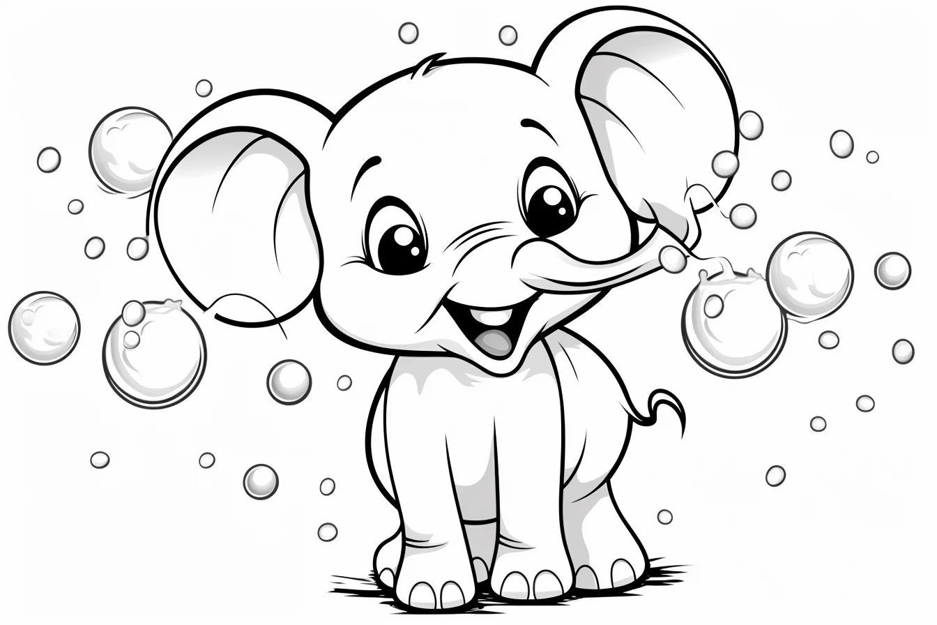 kawaii elephant coloring pages