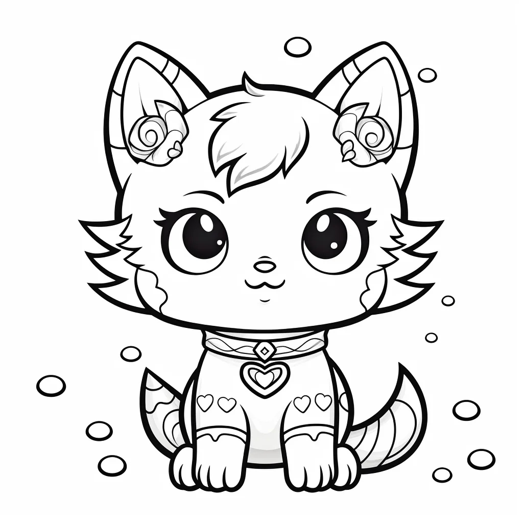 kawaii kitten cute cat coloring pages