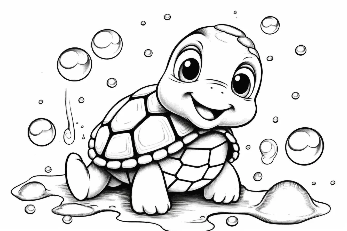 kawaii turtle coloring pages