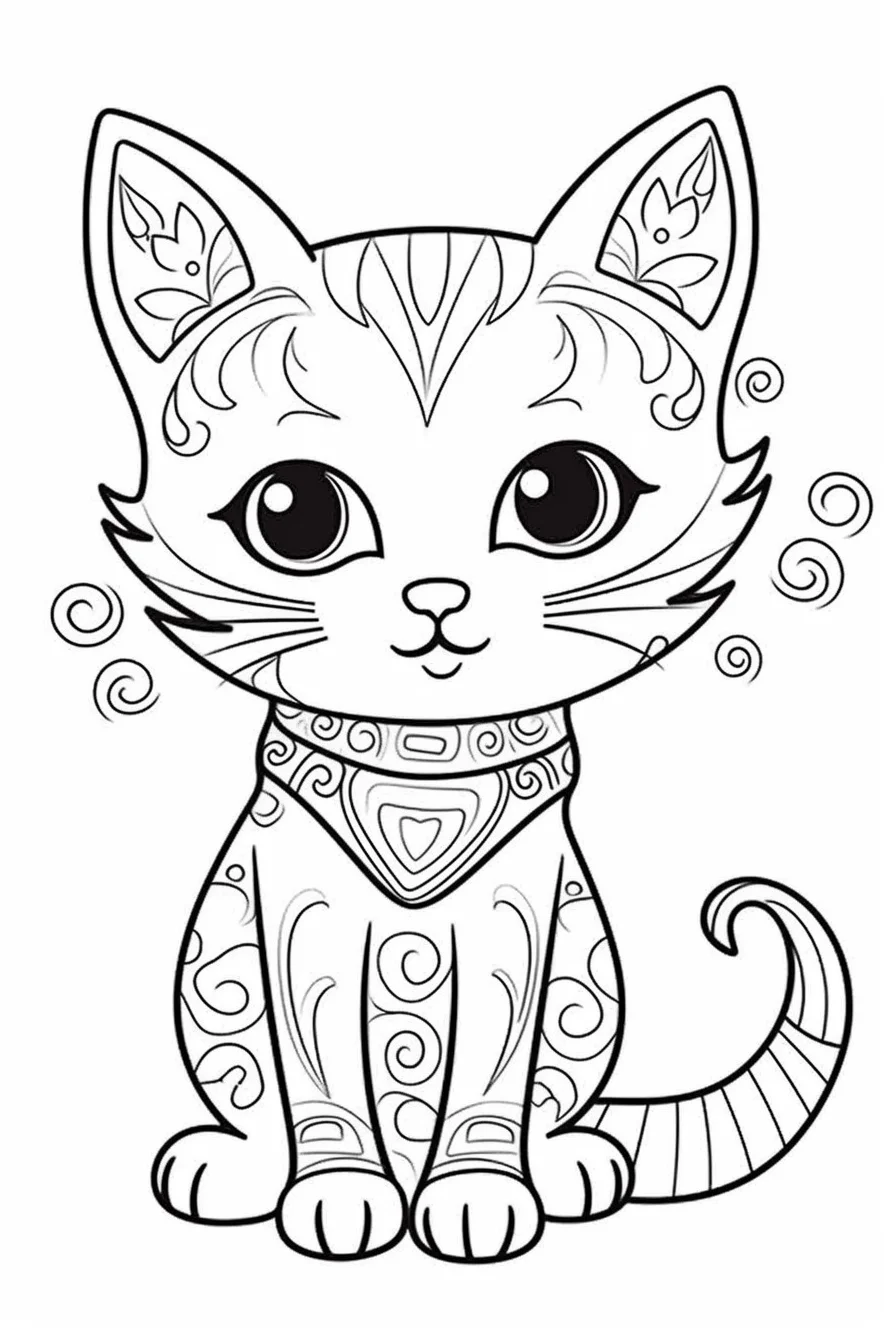 kitten cat coloring pages for adults