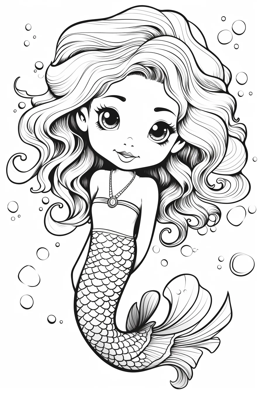 little mermaid coloring page free printable cute