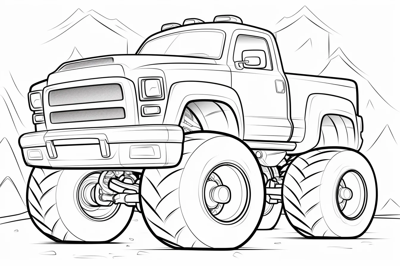 monster truck coloring page for kids