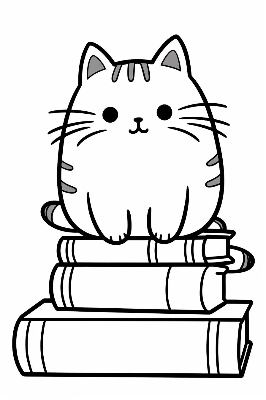 printable cute kawaii cat coloring page