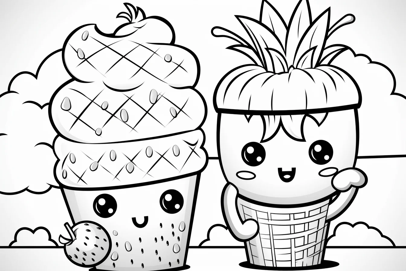 printable cute summer kawaii coloring pages