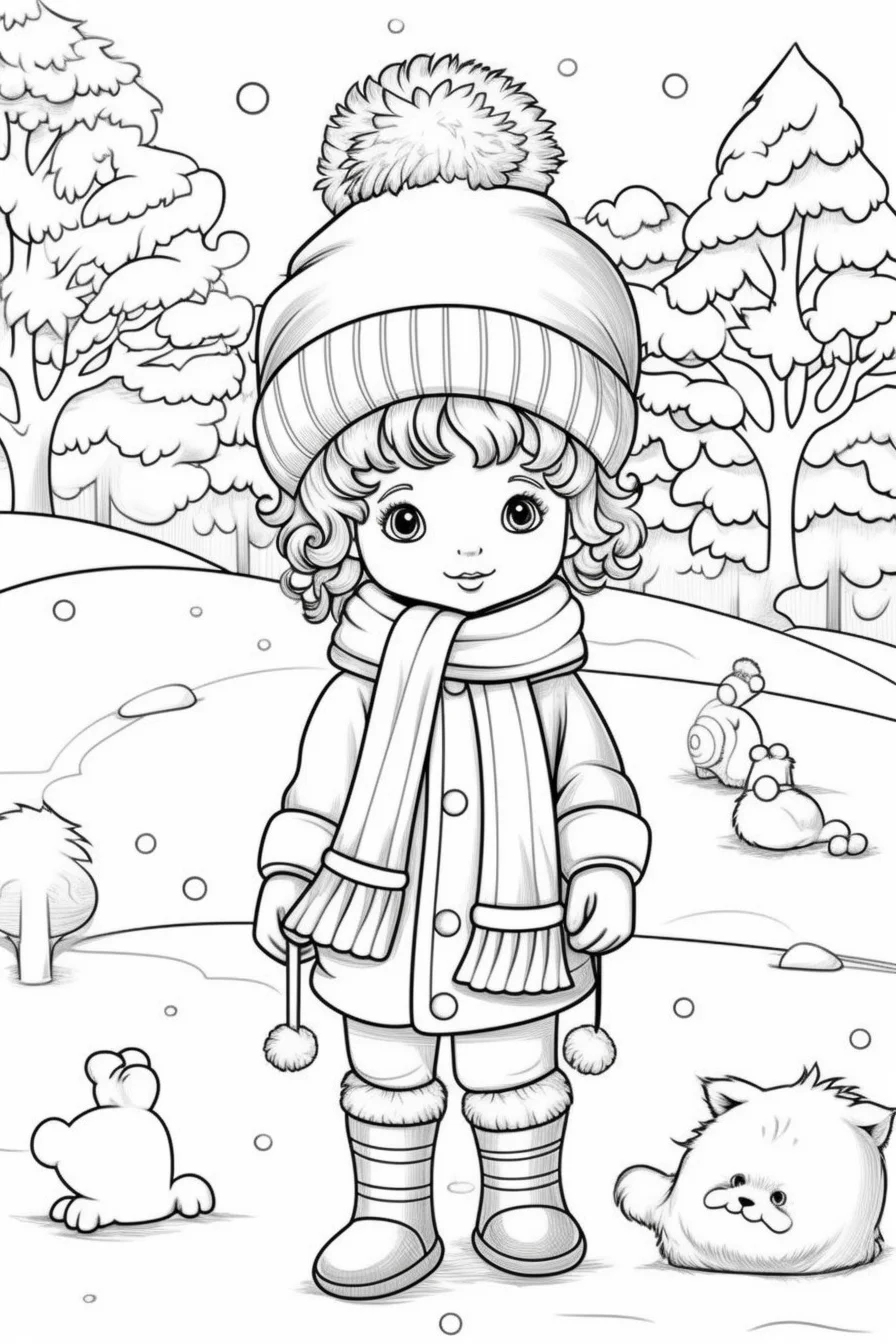 printable cute winter coloring pages