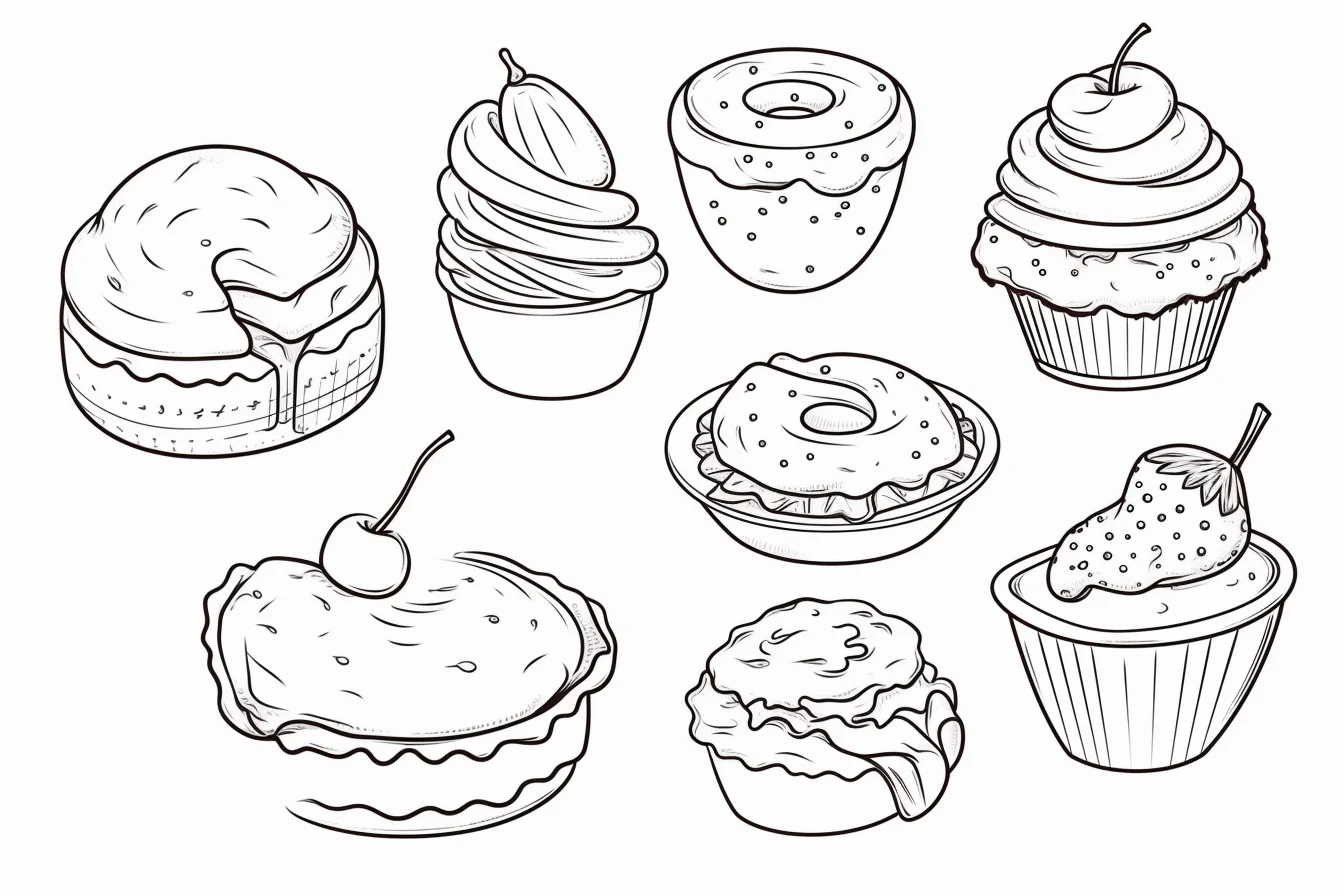 printable dessert kawaii food coloring pages
