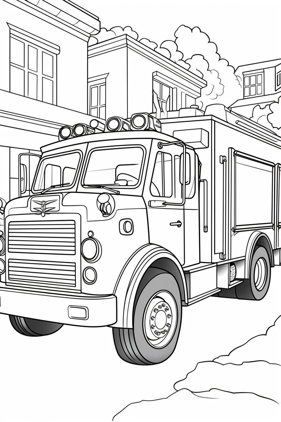 printable free fire truck car coloring pages