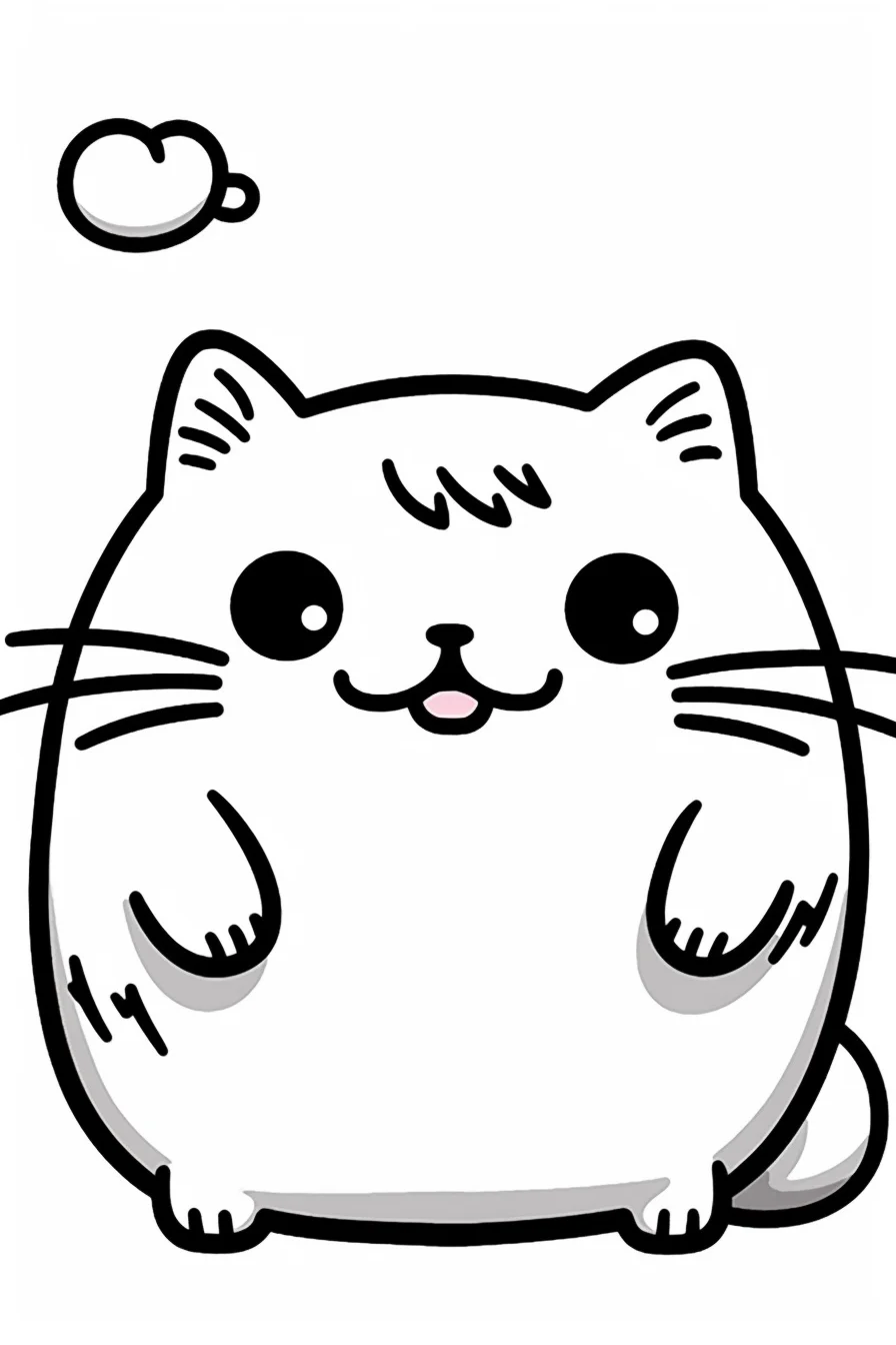 printable kawaii cute cat coloring pages