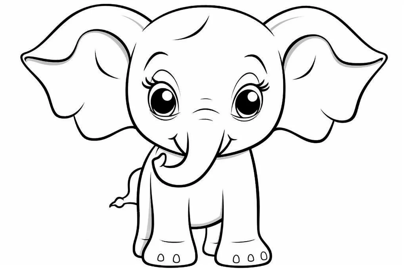 printable kawaii elephant coloring pages