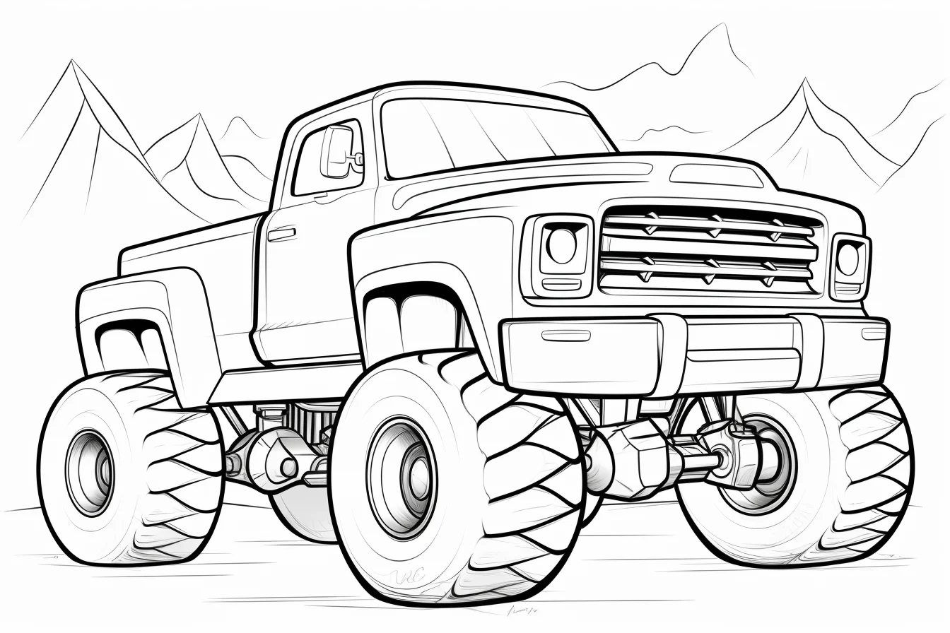 printable monster truck coloring page for kids