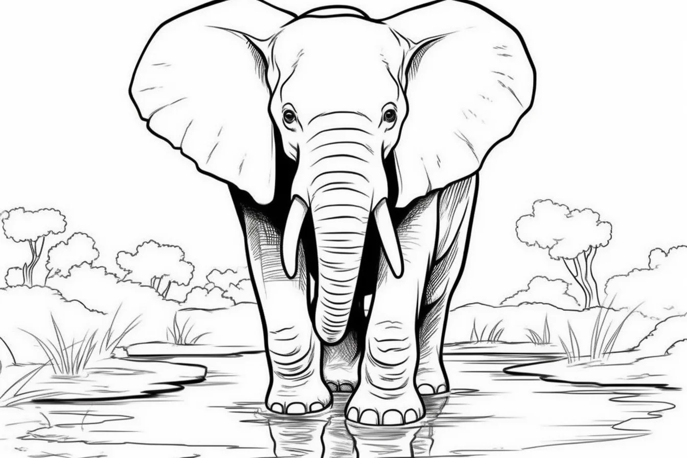 realistic animal realistic elephant coloring pages
