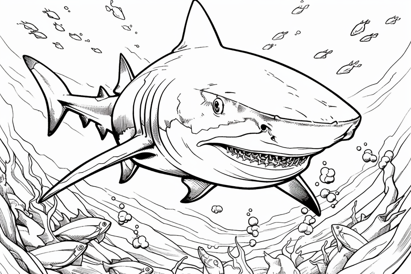 realistic shark coloring pages