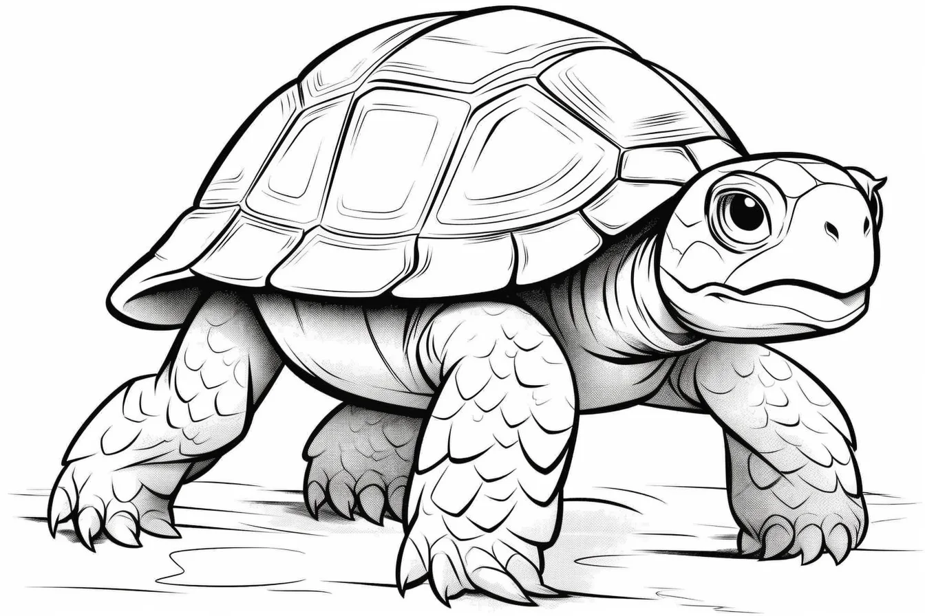 realistic turtle coloring page