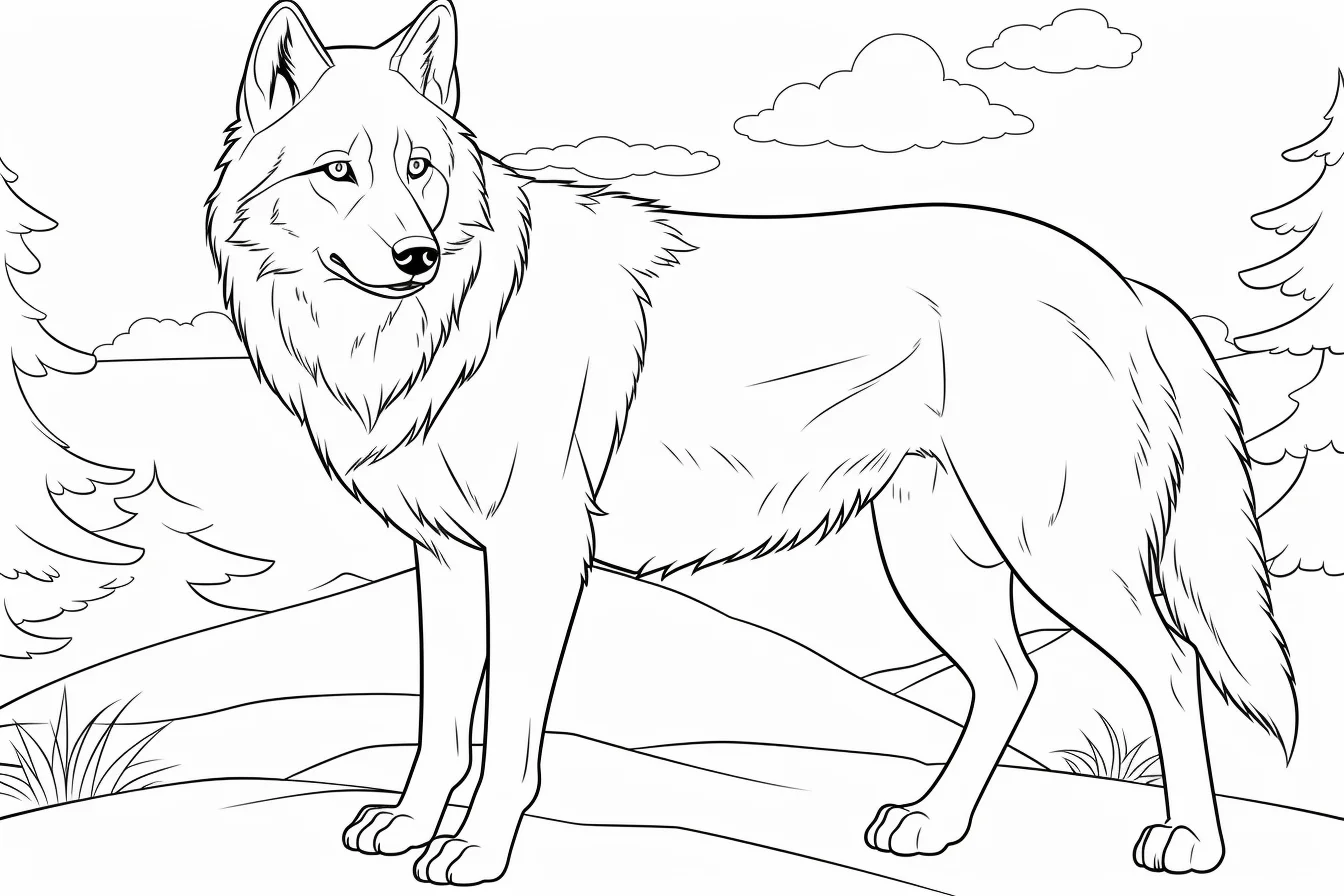 realistic wolf coloring pages printable
