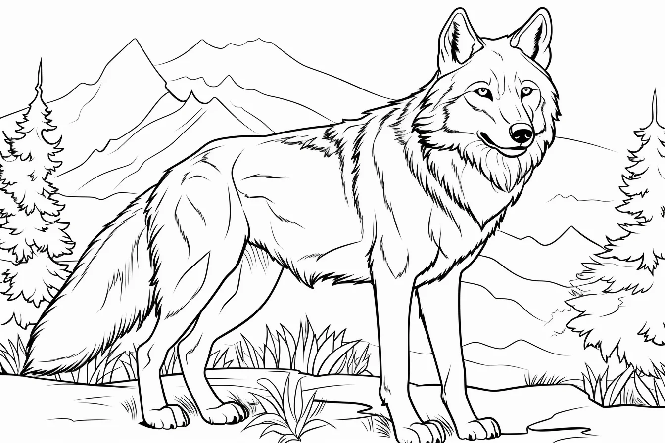 realistic wolf coloring pages to print