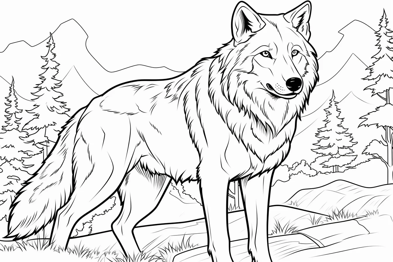 realistic wolf coloring pages