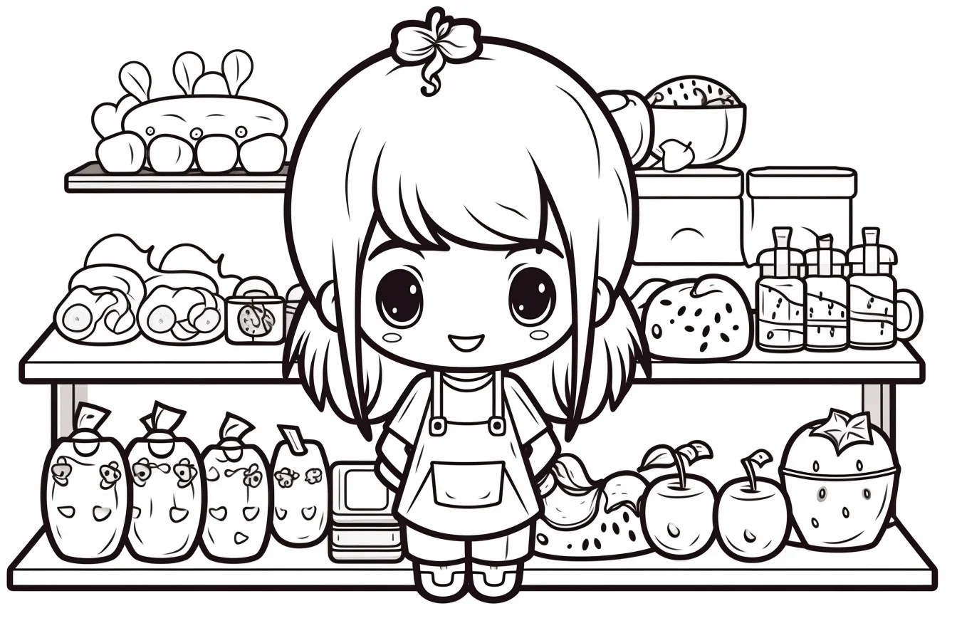 simple kawaii food coloring pages