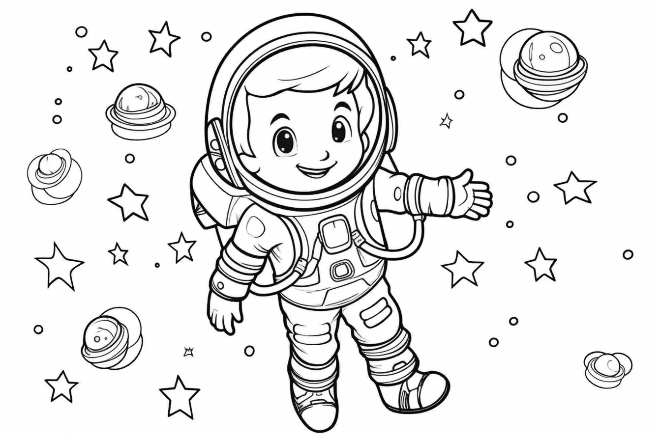 space coloring pages easy