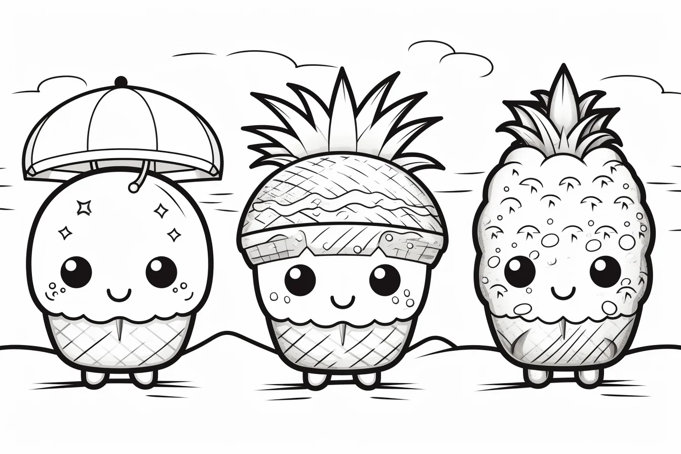 summer kawaii coloring pages