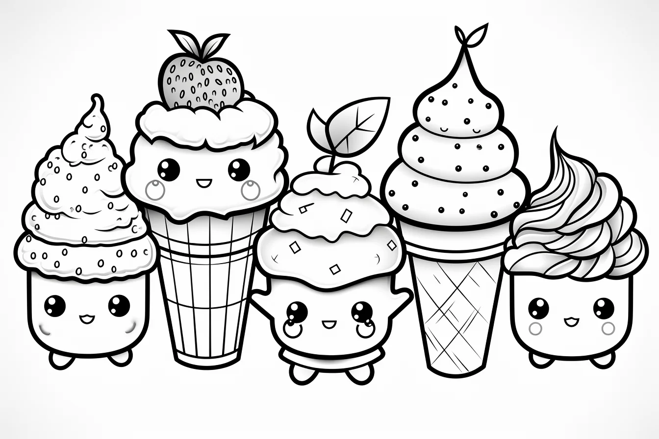 summer kawaii coloring pages for kids