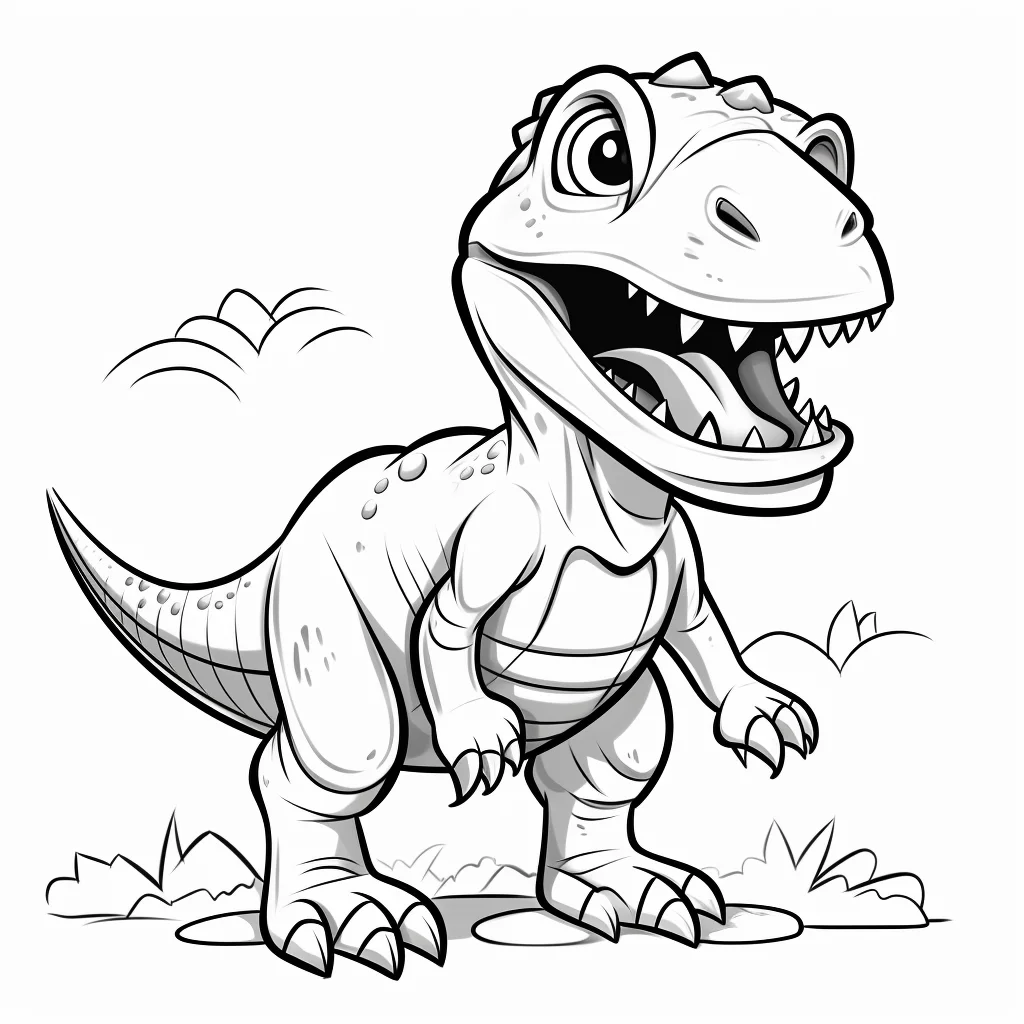 t rex cartoon coloring page
