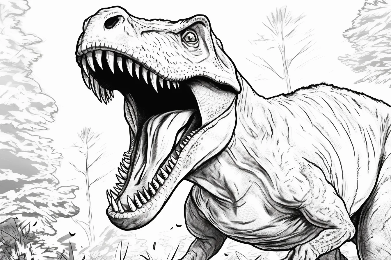 t rex fighting coloring pages