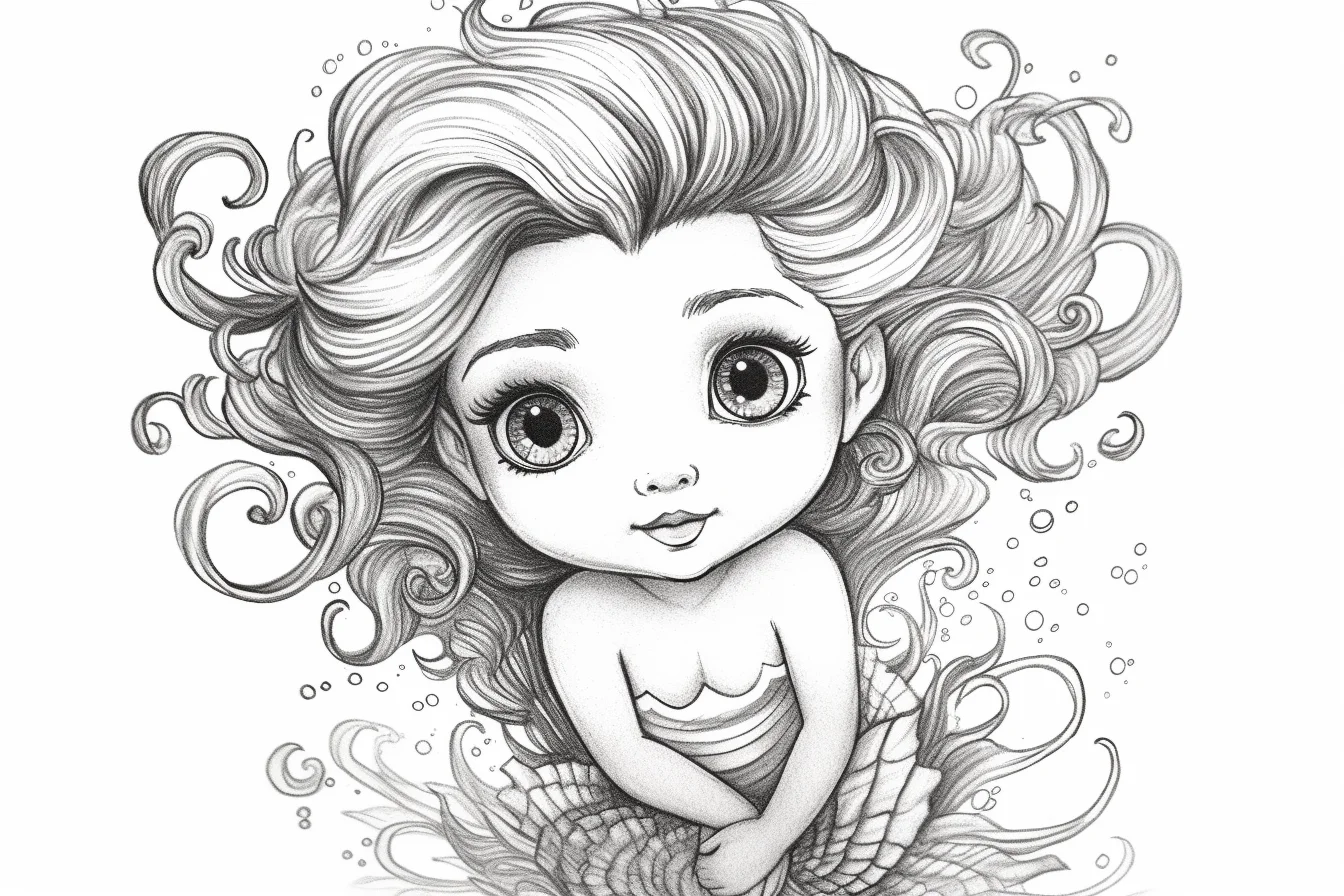 the little mermaid coloring pages cute