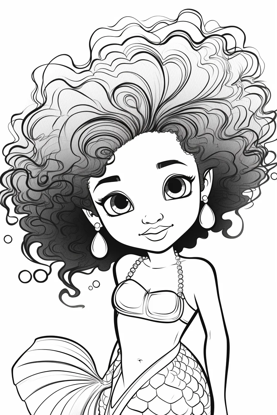 the little mermaid coloring pages printable cute black girl
