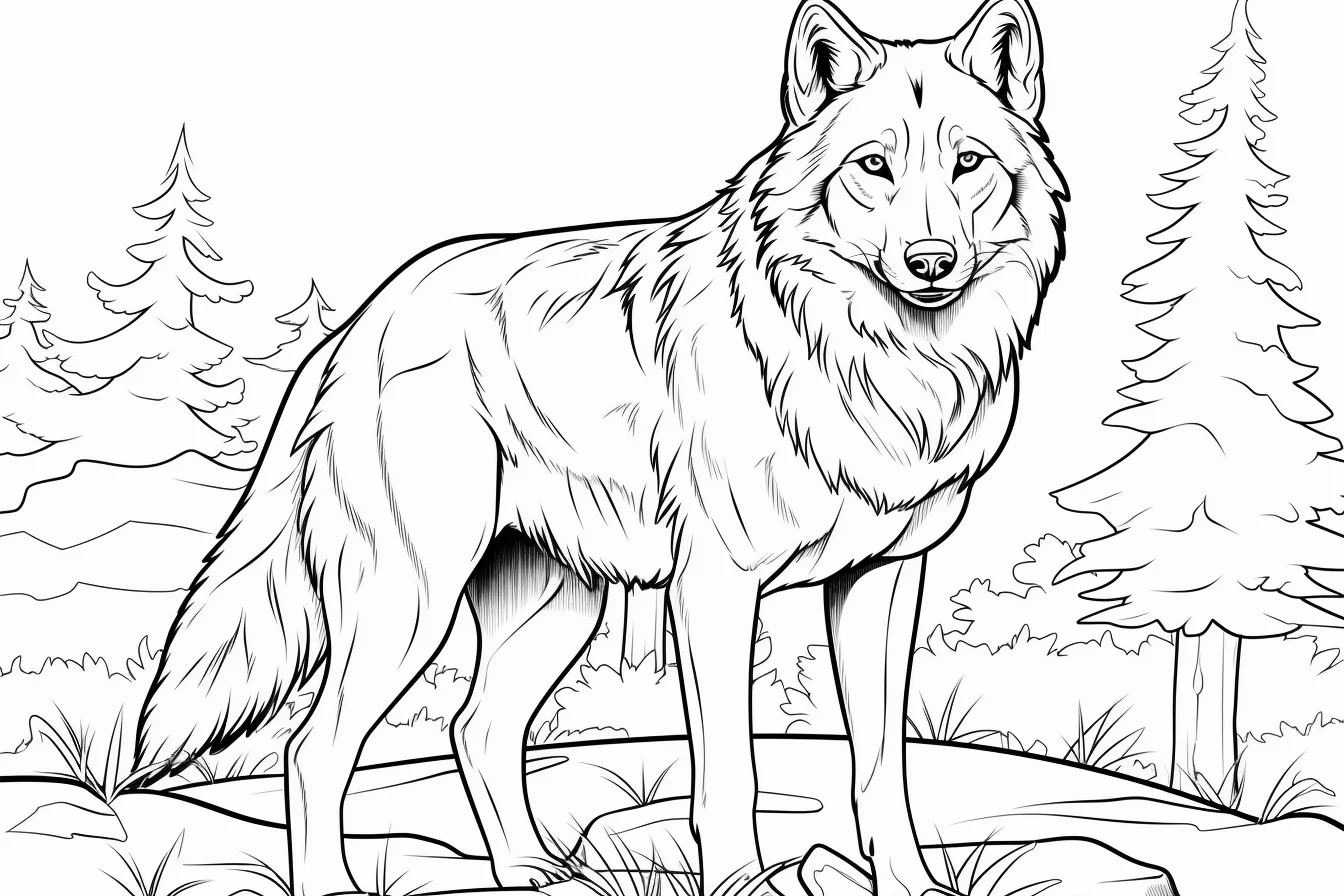 wolf coloring pages for kids