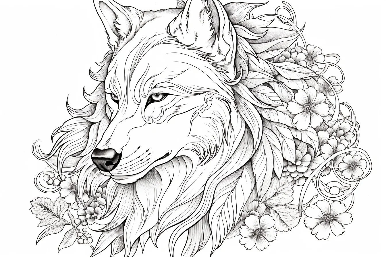 wolf coloring pages for adults printable